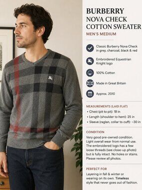 Burberry Men's Nova Check Cotton Sweater | c. ~2010